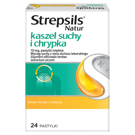 Strepsils Natur kaszel suchy i chrypka, 10 mg, 24 pastylki miękkie - zdjęcie produktu