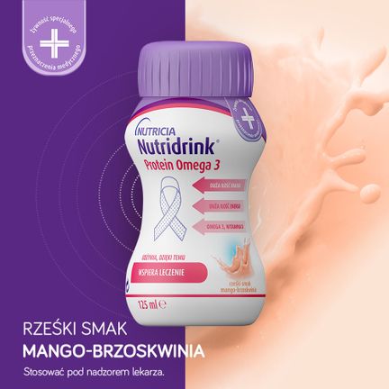 Nutridrink Protein Omega 3, smak mango-brzoskwinia, 24 x 125 ml - 5900852075162