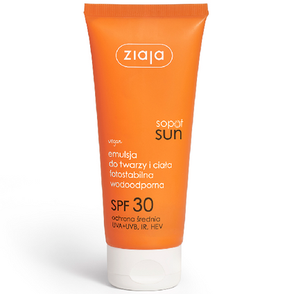 ZIAJA Ziaja Sopot Sun, emulsja do twarzy i ciała fotostabilna wodoodporna SPF 30, 100 ml
