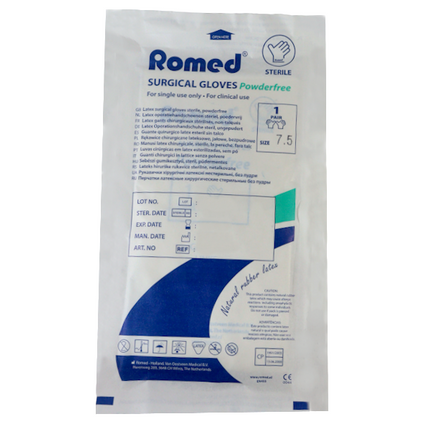 Rękawice lateksowe, jałowe, Romed Surgical Gloves 7,5, 1 para - zdjęcie produktu