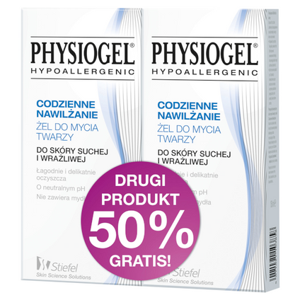 STIEFEL Zestaw promocyjny Physiogel Hypoallergenic, żel do mycia twarzy 2 x 150 ml, wycofany — Składniki i ocena