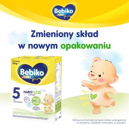 Bebiko Junior NutriFlor Expert 5, odżywcza formuła na bazie mleka dla przedszkolaka, 550 g  - ŻYWNOŚĆ SPECJALNEGO PRZEZNACZENIA MEDYCZNEGO