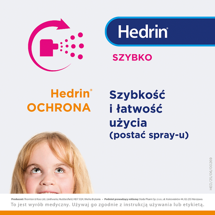 Hedrin, ochronna odżywka w sprayu do włosów chroniąca przed wszawicą, 100 ml - THORNTON