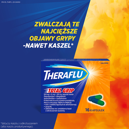 Theraflu Total Grip 500 mg, 16 kapsułek  twardych - 5909991304492