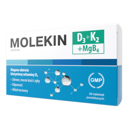 Molekin D3 + K2 + Mg B6, 60 tabletek powlekanych - zdjęcie produktu