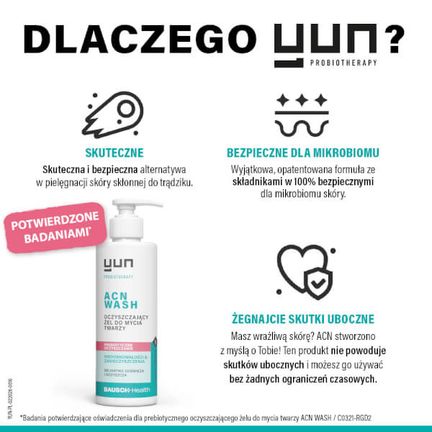 Yun Acn Wash, żel prebiotyczny do mycia twarzy, 150 ml - KOSMETYK