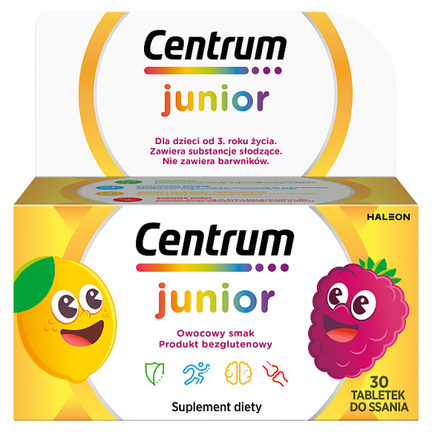 Centrum Junior, zestaw witamin i minerałów dla dzieci 4+, 30 tabletek do ssania - zdjęcie produktu