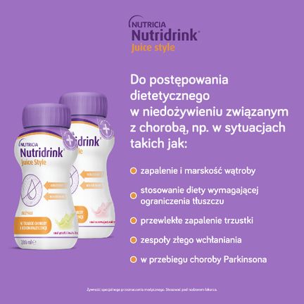 Nutridrink Juice Style, o smaku gruszki i kwiatu bzu, 4 x 200 ml - NUTRICIA