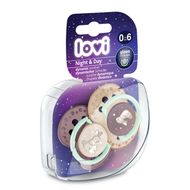 LOVI, smoczek silikonowy dynamiczny 0-6m, Night&Day Girl 22/913, 2 sztuki