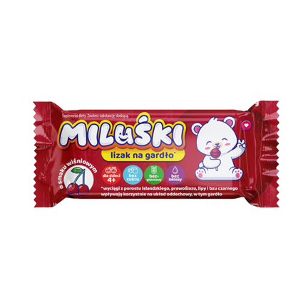 Miuśki lizaki na gardło, bez cukru, 40 sztuk - SUPLEMENT DIETY