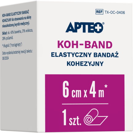 Apteo Koh-Band, elastyczna opaska kohezyjna, 6 cm x 4 m  - zdjęcie produktu