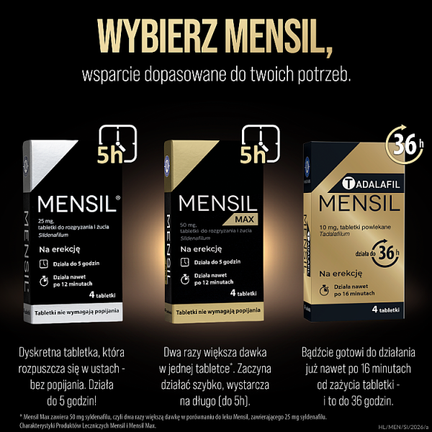 Mensil 25 mg, 4 tabletki do rozgryzania i żucia - TABLETKI DO ŻUCIA