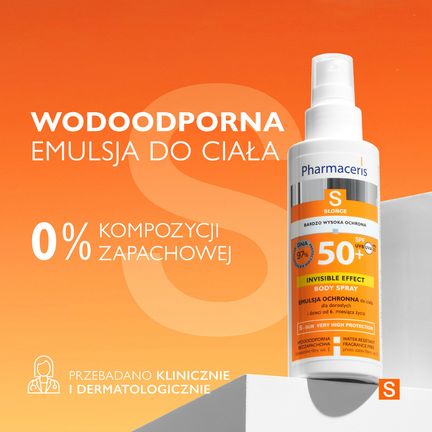 Pharmaceris S invisible Effect Body Spray, emulsja ochronna do ciała SPF 50+, 150 ml - 5900717149175