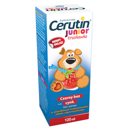Cerutin Junior, syrop o smaku truskawkowym, 120 ml - zdjęcie produktu