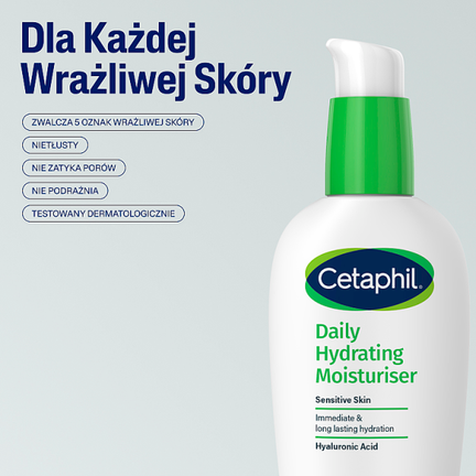 Cetaphil, krem nawilżający do twarzy na dzień z kwasem hialuronowym, 88 ml - GALDERMA