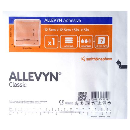 Allevyn Ag Adhesive, 12,5 cm x 12,5 cm, opatrunek piankowy ze srebrem, 1 opatrunek - zdjęcie produktu