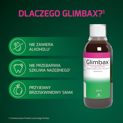Glimbax, roztwór do płukania jamy ustnej i gardła, 200 ml