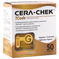 Cera-Chek 1 Code, paski testowe do monitorowania stężenia glukozy we krwi, 50 sztuk