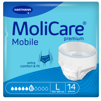 Majtki chłonne MoliCare Premium Mobile, 6/10 kropli, rozmiar L, 14 sztuk - zdjęcie produktu