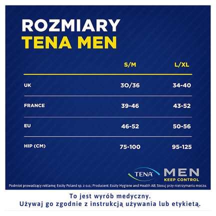 Majtki chłonne Tena Men Pants Normal Grey,S/M, 9 sztuk - opakowanie produktu