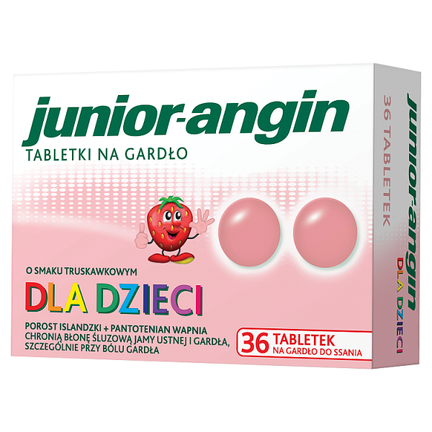 Junior-angin, truskawkowy, 36 tabletek - WYRÓB MEDYCZNY