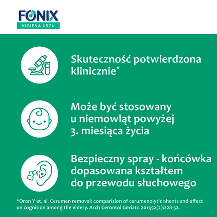 Fonix higiena uszu, spray, 30 ml - Dorosły, Dziecko, Niemowlę