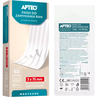 Apteo, paski do zamykania ran, 3 mm x 75 mm, 5 sztuk