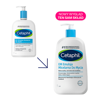 Cetaphil EM, emulsja micelarna do mycia, 1000 ml - Myjące, Oczyszczające, Łagodzące