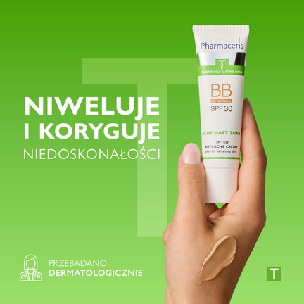Pharmaceris T, krem tonujący przeciwtrądzikowy, SPF 30, natural, 30 ml  - KREM
